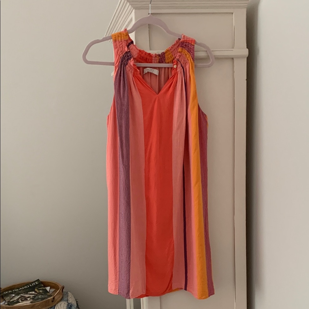 LOFT Coral striped Sleeveless Dress